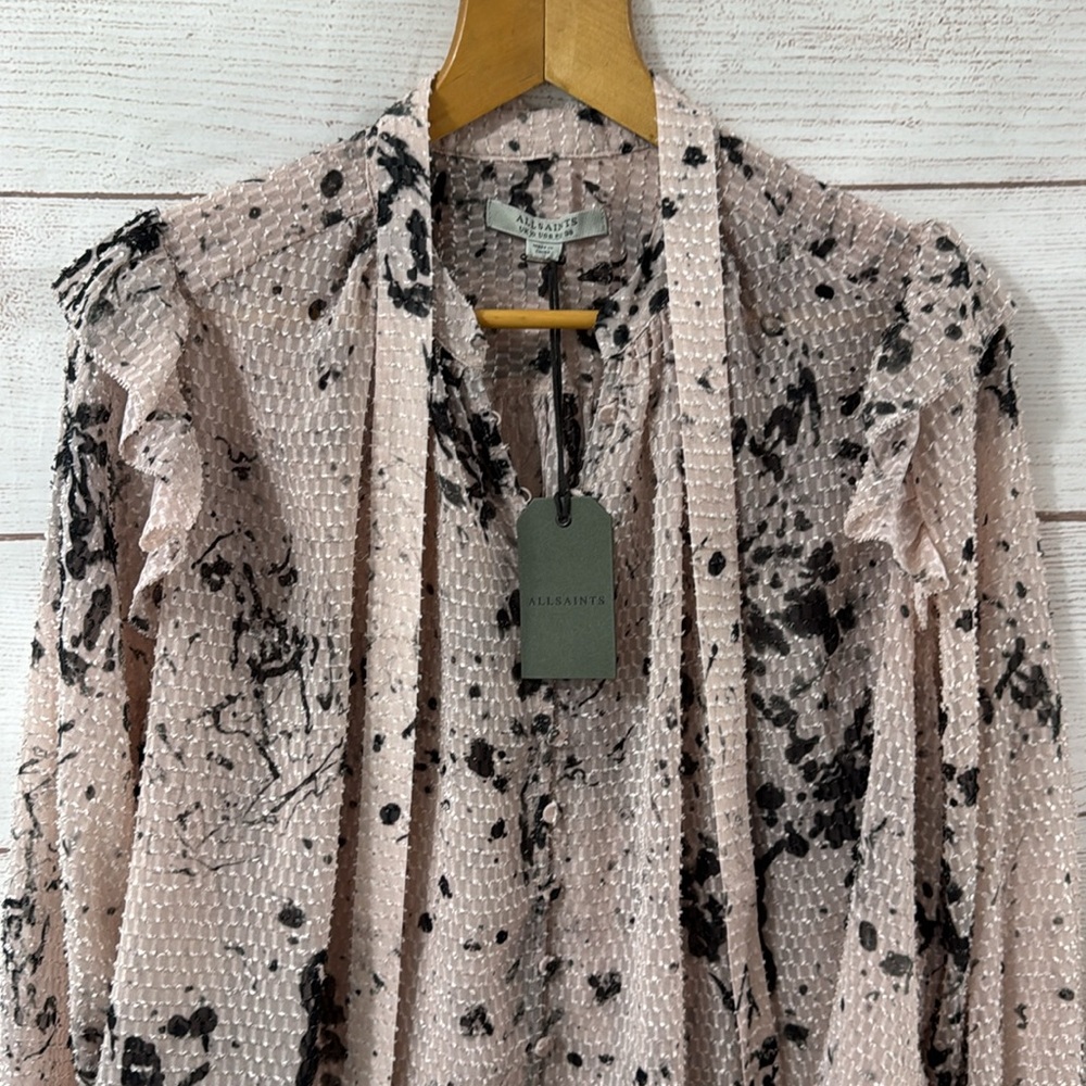 NWT pink abstract design  All Saints Lara Portland shirt blouse size 6 - Picture 2 of 12